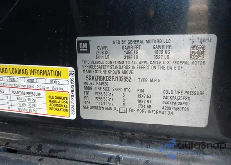 2015 Buick Enclave Leather из США, поврежденный, VIN 5GAKRBKD2FJ102852